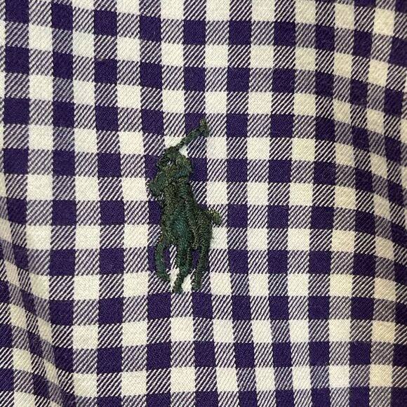 POLO RALPH LAUREN Shirt Men's Small Purple White Plaid Classic Fit Button Down - Picture 8 of 16
